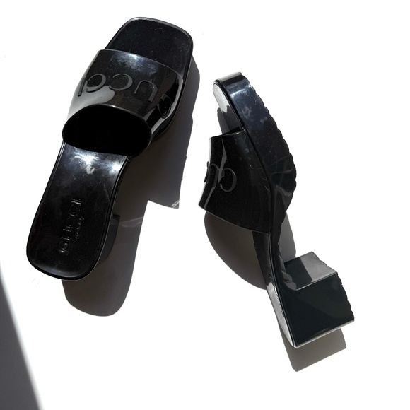 GUCCI Rubber Black Platform Slide Sandals 36, 6 - Picture 1 of 14